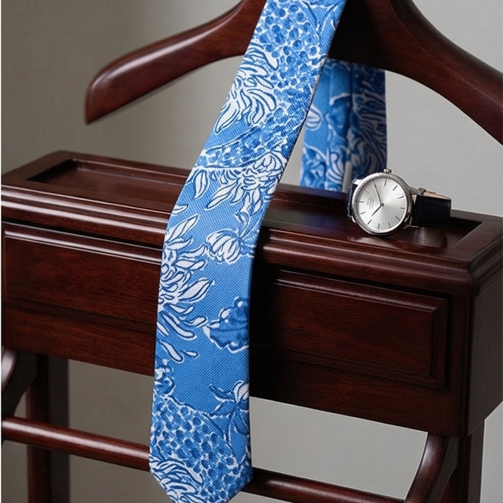 Blue Floral Men's Tie